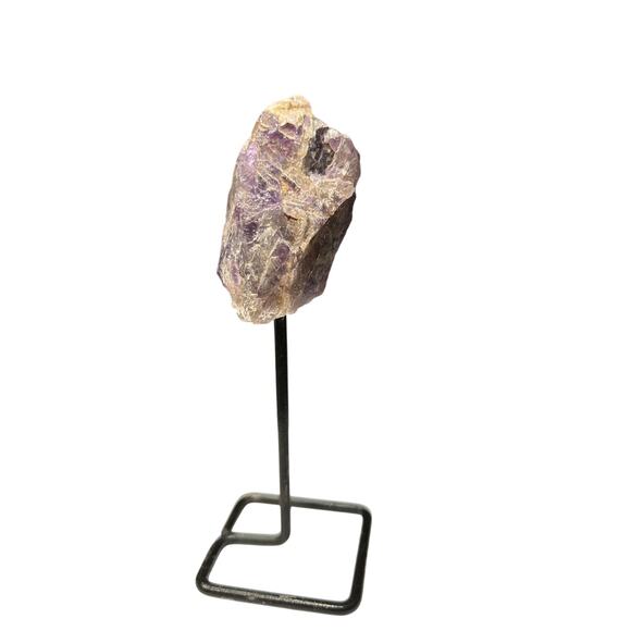 Raw Amethyst Crystal On Metal Stand - Picture 4 of 5